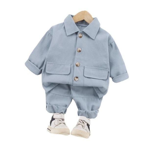 

spring autumn kids casual clothes boy baby girl jacket pants 2pcs/sets children turn-down collar toddler fashion sport suits clothing sets, White