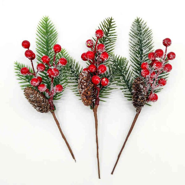 

cutting pine needle flower accessories decoration simulation plant red berry fruit branch