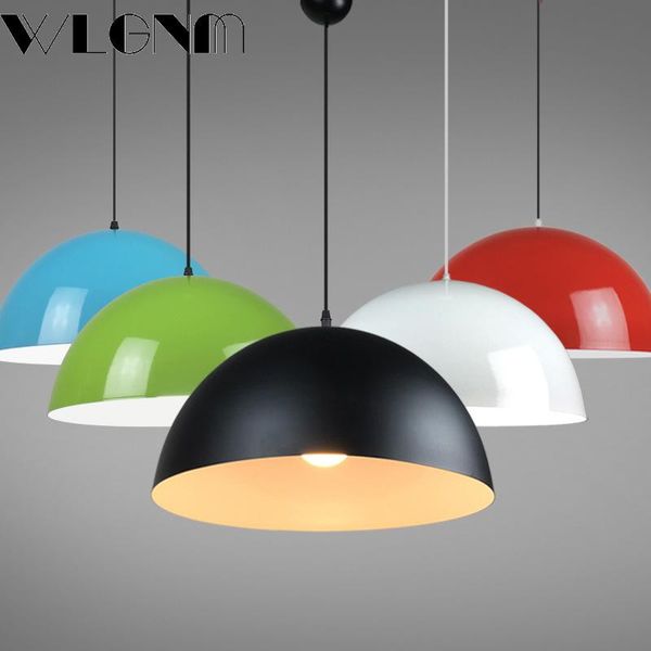 

modern single head pendant lights aluminum semicircular pot cover hanging light creative restaurant office colorful lamp lamps