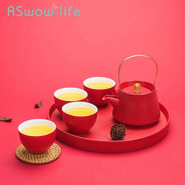 

cups & saucers 8pcs ceramic pot set handle teacup dry tray home office bone china sets