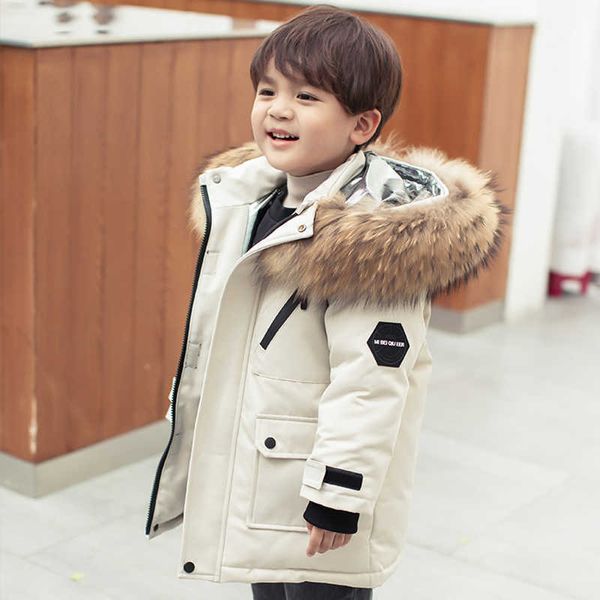 Winter Kinder Daunenmantel Parkas 2021 Neue Mode Winddicht Dicke Jungen Jacke Echtpelz Kragen Warme Kinder Mädchen Oberbekleidung 2-10 jahre H0909