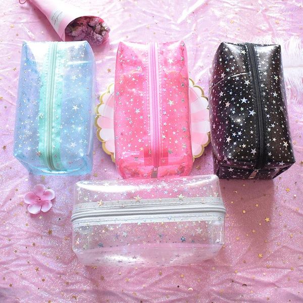 

waterproof transparent matte cosmetic bag women makeup portable travel bags reusable toiletry kit zipper pouch folding organizer & cases