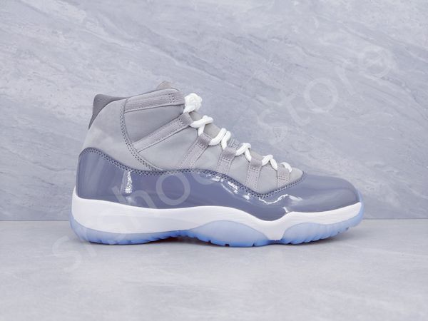 

jumpman 11 retro cool grey basketball shoes essentail anniversary medium greys og 11s gs fiber trainers men women sports high sneakers size, White;red