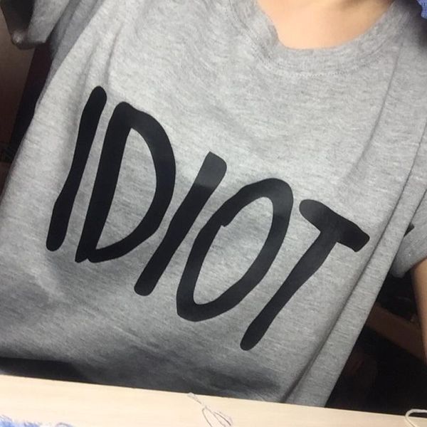 

women's t-shirt idiot letters print cotton casual funny t shirt for girl women tee hipster tumblr female, White