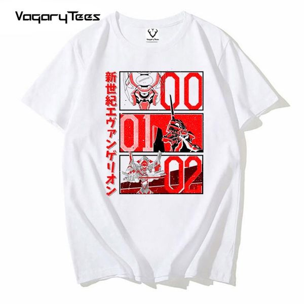 

vintage evas desgin funny anime t shirt men homme white short sleeve casual tshirt harajuku streetwear manga tee men's t-shirts, White;black