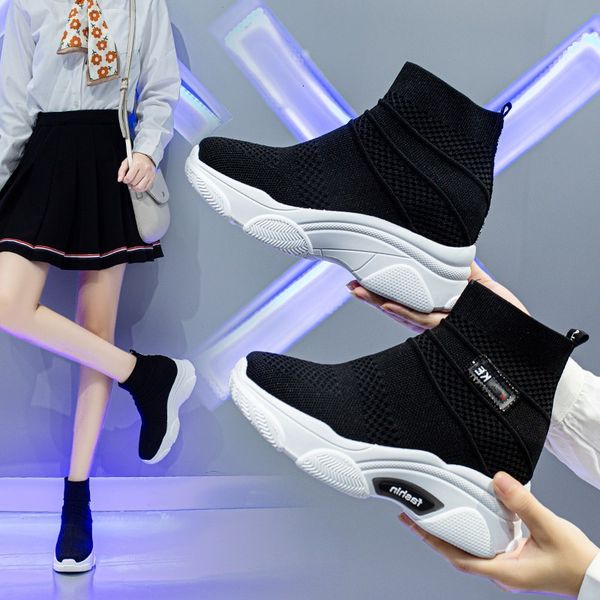 

dress shoes comfortable fashion vulcanized air mesh shoes jogging casual flat platform 5oaq, Black