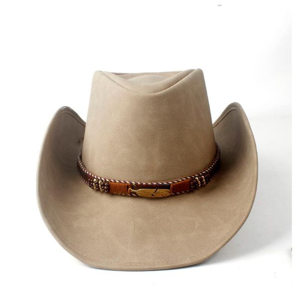 

cloches 2021 leather men western cowboy hat for gentleman dad cowgirl sombrero hombre caps, Blue;gray