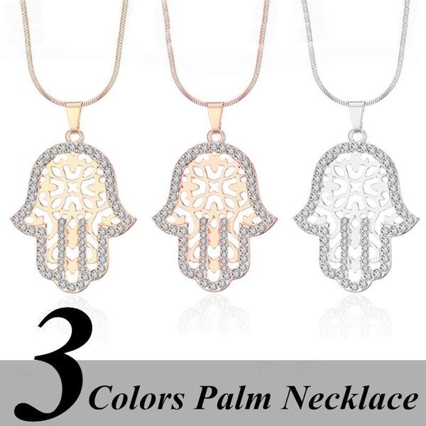 

pendant necklaces 2021 elegant romantic party women snake chain hallow out 3 colors palm necklace jewelry accessories, Silver