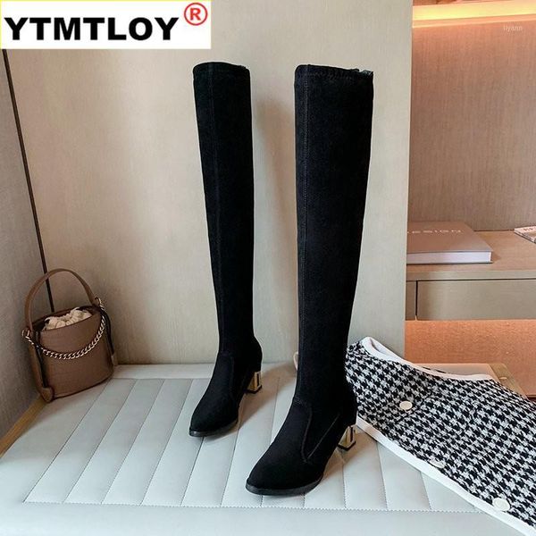 

boots plus size shoes women black over the knee female autumn winter lady thigh high heels snow