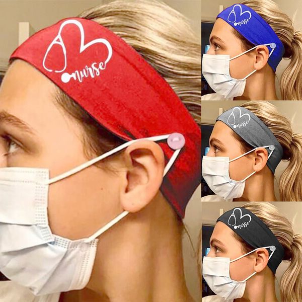 

10 pcs / lot fashion accessories female elastic heart shape stethoscope women turban hair band print nurse headband with button, Silver
