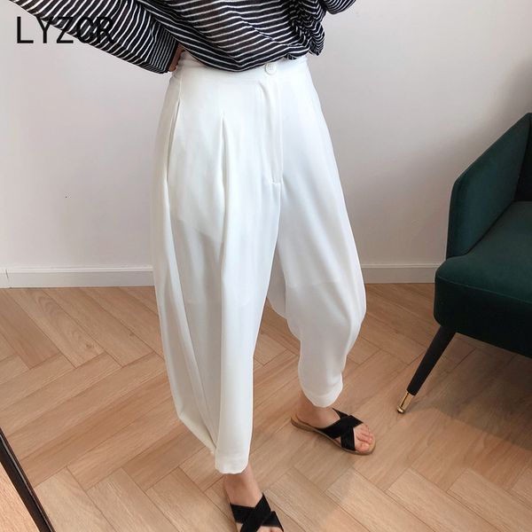 

Women's Pants & Capris Wide Leg Loose Female Trousers Spring Stright Harem White High Waist For Office YC6E, Black;white