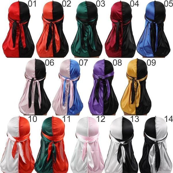

silky pirate cap tone color long-tail headwrap turban chemo hats beanies