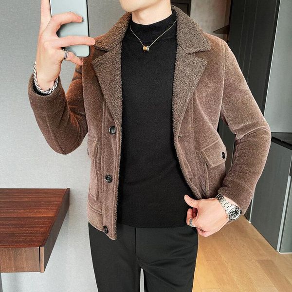 

men's wool & blends 2021 autumn winter coat solid color cold men woolen overcoat male turn-down collar casual warm trench b625, Black