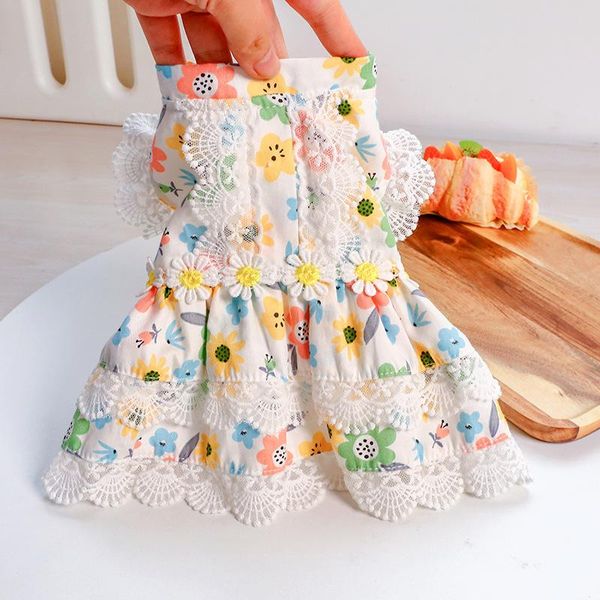 

dog apparel luxury flower lace pet weddding dress bride clothes princess party formal for small medium dogs cat poodle