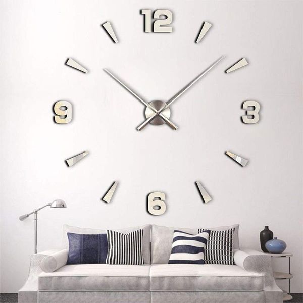 

wall clocks modern large 3d mirror surface clock sticker home office room diy decor
