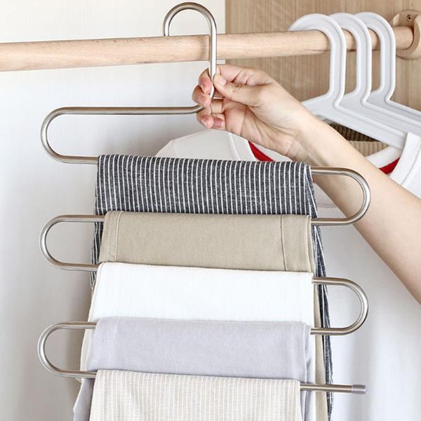 

hangers & racks stainless steel pants rack multifunctional magic s-shaped multi-layer storage family