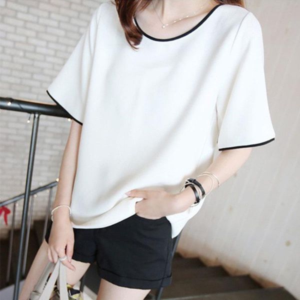 

vintage summer clothes students womens t shirts pure color short sleeves vestidos ropa mujer wbx5914, White