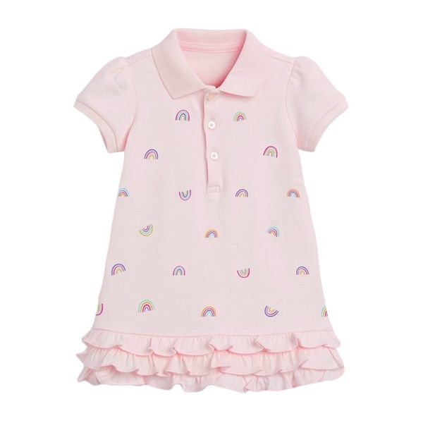 Little maven Ragazze Abiti Arcobaleno Colletto rovesciato Abbigliamento per bambini Estate Costume da principessa per bambini 2121 Abito 211130