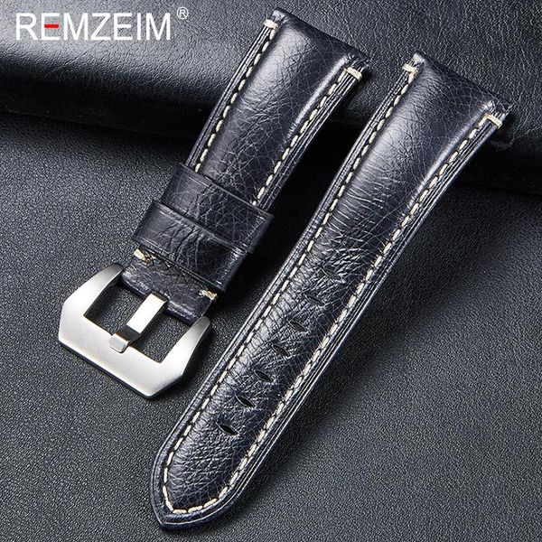

watch bands remzeim accessories watchband 20 22 24 26 mm strap blue green genuine leather bracelets stainless steel buckle, Black;brown