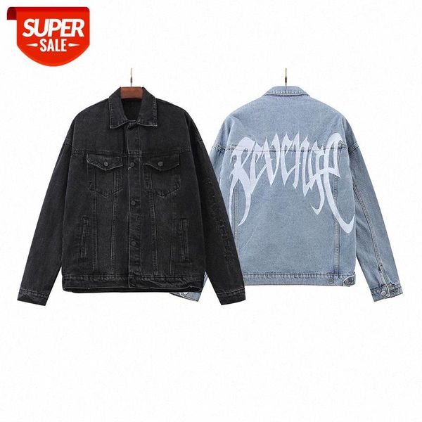 

revenge loose fashion jacket denim clothes washed hip-hop street flow #n796, White;black