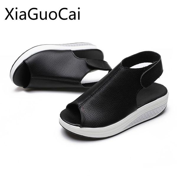 

wedges ladies sandals 35-43 summer fashion solid female platform high heels for gils, Black