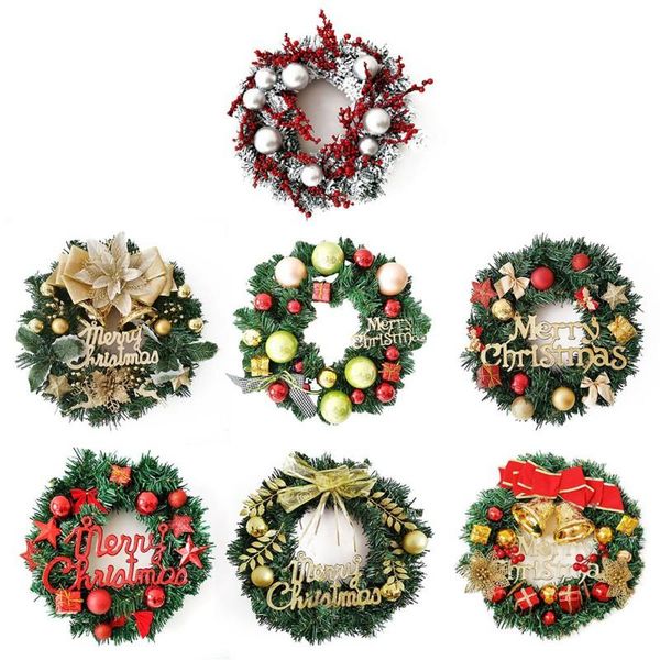 

decorative flowers & wreaths 30cm christmas wreath with bow for home party decor door hanging rattan ornament garland decorations xmas gift