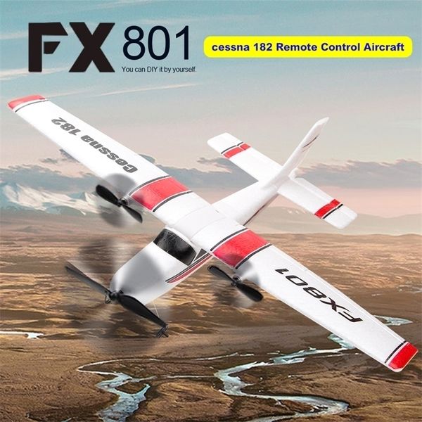 FX801 Flugzeug 182 DIY RC Flugzeug 2,4 GHz 2CH EPP Craft Elektrosegelflugzeug Outdoor Starrflügelflugzeug für Kinder 220216