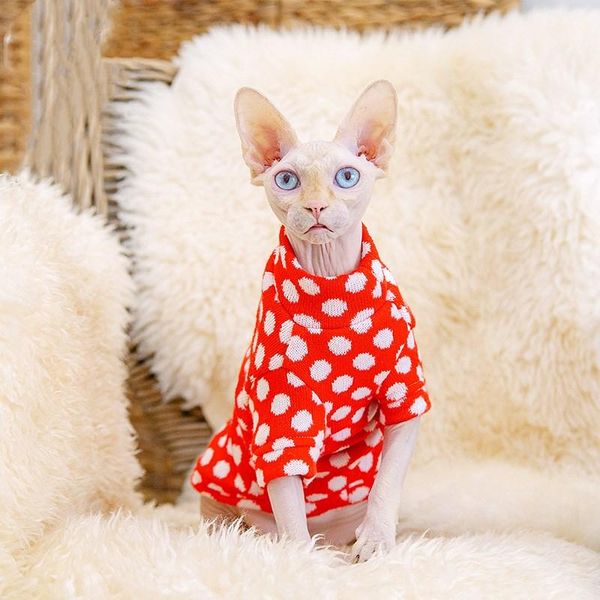 

cat costumes princess sweater hairless winter clothes sphinx warm cute polka-dot accessories