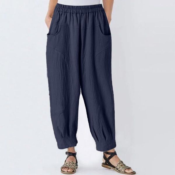 

women's pants & capris solid color loose wide leg summer wild linen breathable cool large size comfortable straight 04*, Black;white