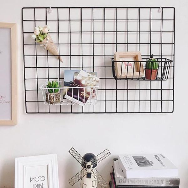 

modern home wall decoration iron grid nordic art po displaying frame party metal shelf mesh postcards diy racks drop other decor