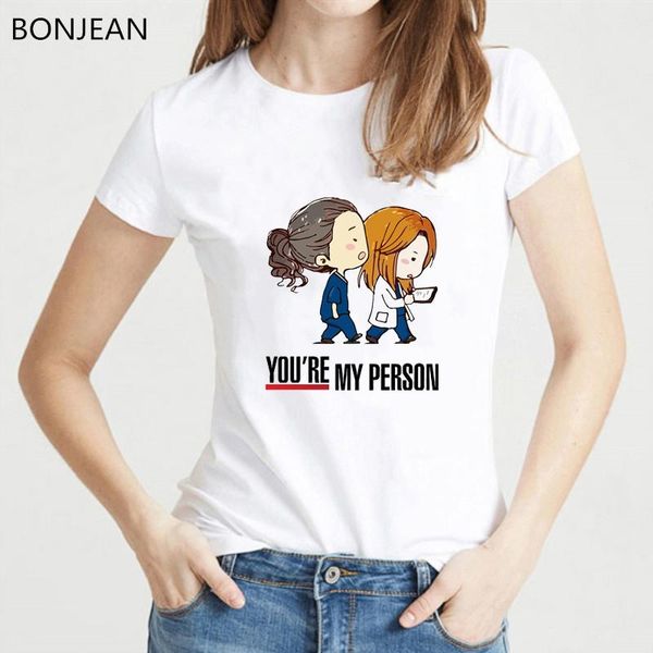 

summer cartoon greys anatomy t-shirts women you're my person letter t shirt femme short sleeve tshirt female white women's t-shir