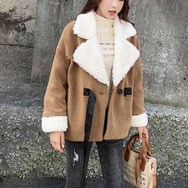 

women's jackets women winter warm faux coats fashion autumn bandage fur coat jacket overcoat outwear plus size, Black;brown