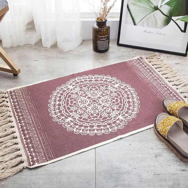 

carpets nordic cotton and linen modern minimalist retro tassel carpet bedroom living room sofa coffee table mat bedside blanket f