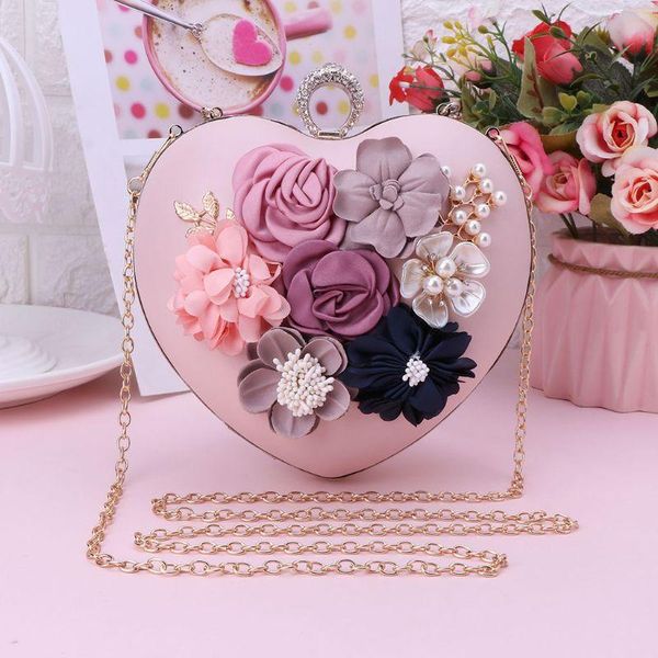 

evening bags k5da women floral rhinestone leather clutch shoulder heart shaped purse party bridal handbag