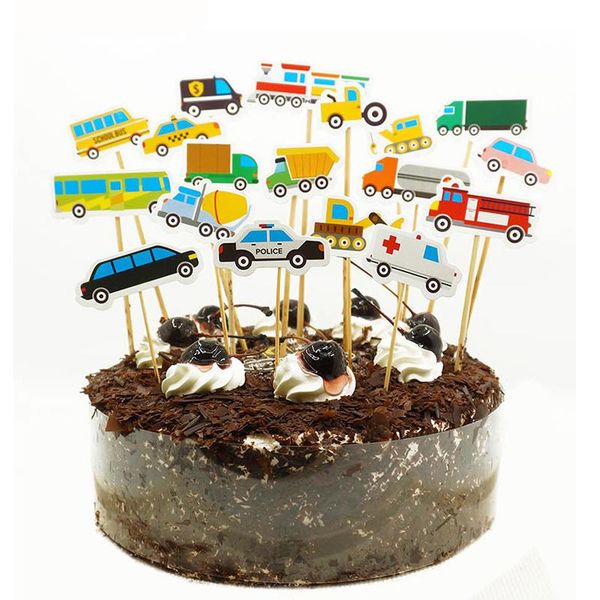 

other festive & party supplies cake er 18pcs/set cartoom car boy kids birthday decorations truck ambulance taxi train ers decor chri
