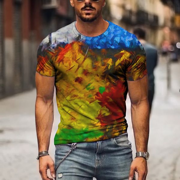 

tees,polos plus-size fashion man summer brand 3d printing color couple student short sleeve t-shirt for men and women