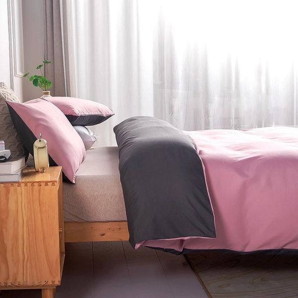 

bedding sets pure hue duvet cover bed linen set quilt/comforter case pillow covers king  220x240cm pink color home textiles