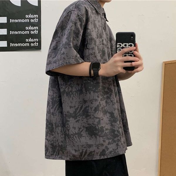 

men's casual shirts shirt vintage men's short sleeve korean fashion hip hop summer coat classic ggpa vuv2, White;black