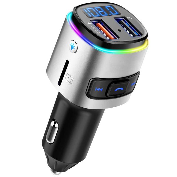 

fm transmitter bluetooth kit car radio adapter music player qc3.0 charging handscall siri google assistant voltmeter sd card u disk 7 color