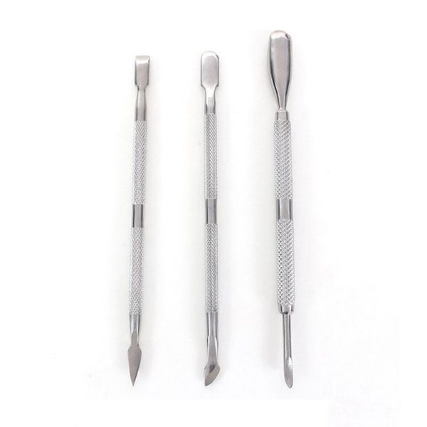 

3pcs nail art stainless steel cuticle spoon remover pusher manicure pedicure set pushers