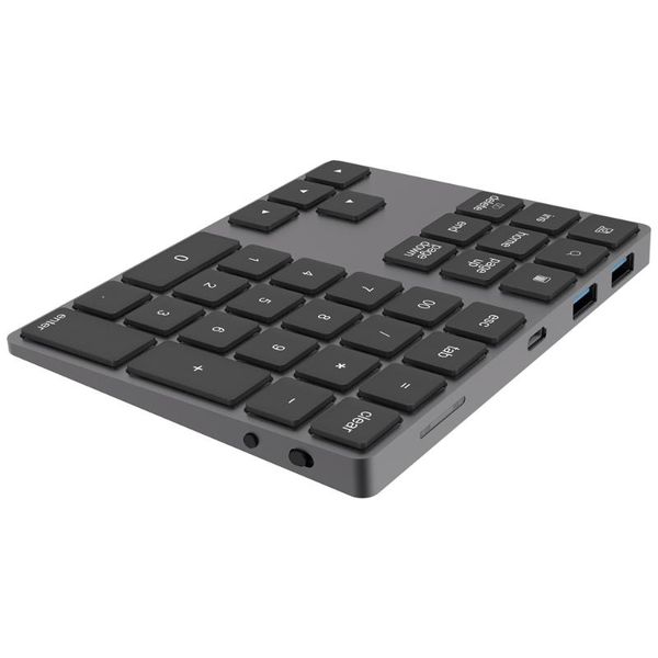 

keyboards aluminum alloy bt wireless numeric keypad with usb hub digital input function for windows,mac os,android lappc