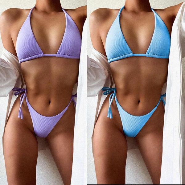 

women's swimwear two-piece bikini set swimsuit women v-neck backless solid color monokini 2021 girl beach adjustable btahing suits, White;black