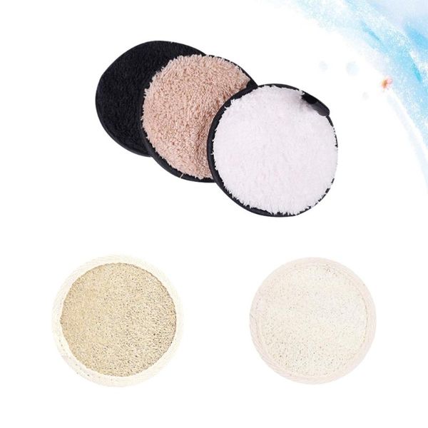 

sponges, applicators & cotton 5pcs makeup remover puffs removal pads powder facial cleaning face washing puff (2pcs loofah puffs, 3pcs
