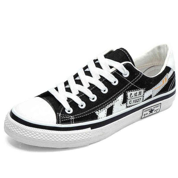 

huili canvas shoes men's low spring white student versatile sports board korean version, Black