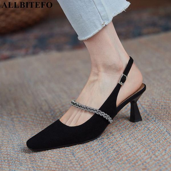 

genuine leather heels party women shoes summer sandals des sandales dress, Black