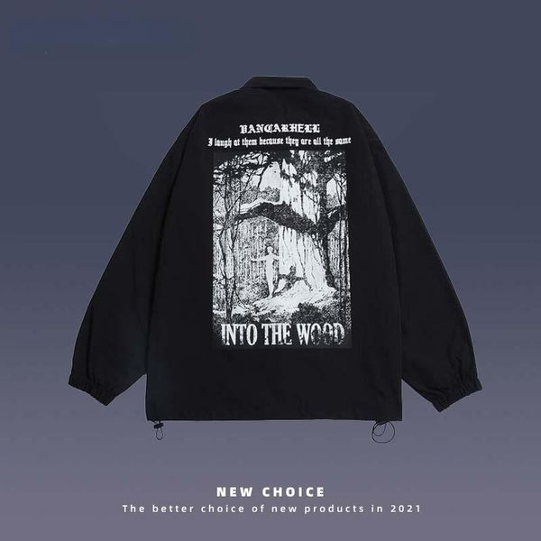 

men's jackets vintage lapel jacket men streetwear painting figures pattern printing mens hip hop harajuku loose casual windbreaker, Black;brown