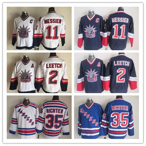 

man retro new york rangers 11 mark messier jerseys hockey 35 mike richter 2 brian leetch uniforms liberty winter classic vintage white navy, Black;red