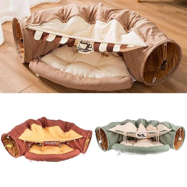 

cat toys collapsible removeable tunnel tube pet bed play for indoor