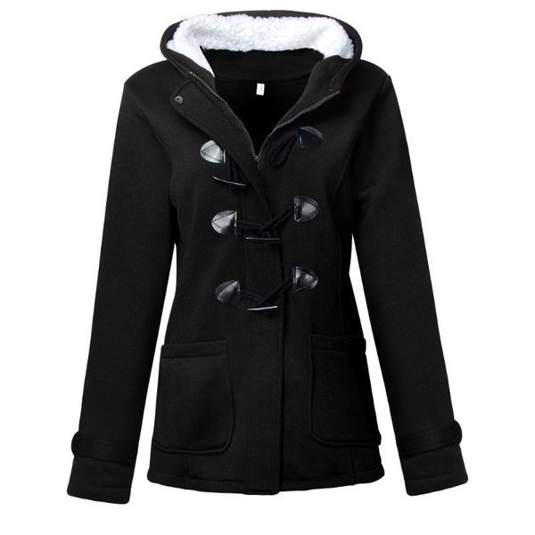 

women's trench coats autumn winter selling women warm coat casual long sleeve parka jacket overcoat with hat, Tan;black