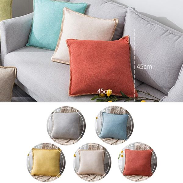 

45x45cm plain linen side pillow case sofa cushion cover decorative blanket pillowcase bedroom living room chair cushion/decorative